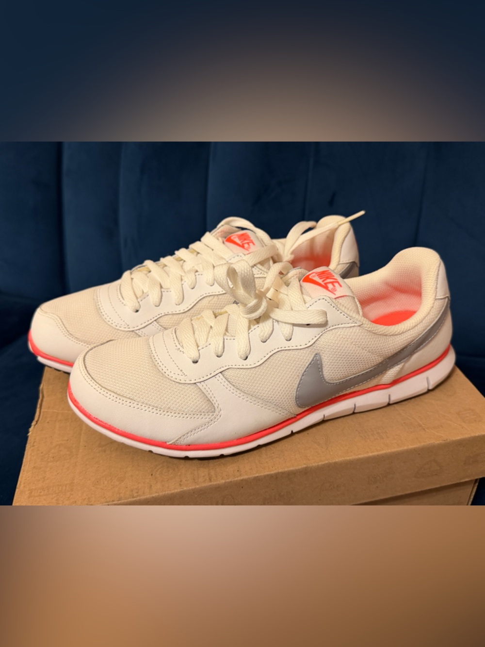 Vintage 2012 Nike Eclipse Women's Cream Sneakers with Coral Accents